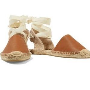 Soludos Brown leather Tie Up Espadrilles